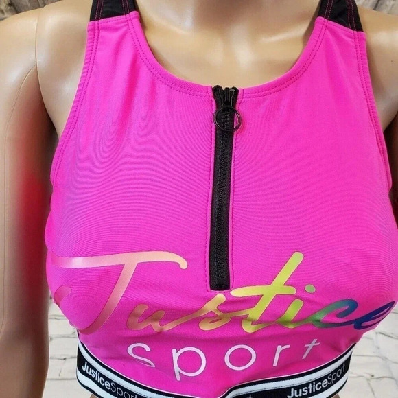 JUSTICE GIRLS Pink and Black Two Piece Swimsuit GIRLS XL 16/18 - Picture 5 of 11